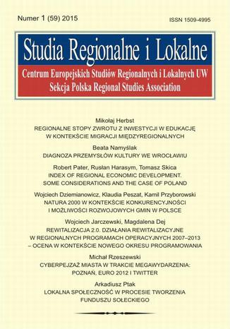 Studia Regionalne i Lokalne nr 1(59)/2015 - Robert Pater, Rusłan Harasym, Tomasz Skica: Index of regional economic development. Some considerations and the case of Poland