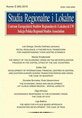 Studia Regionalne i Lokalne nr 2(60)/2015 - Donatas Burneika, Ruta Ubareviciene: The economic crisis and development of Vilnius urban region - spatial aspects