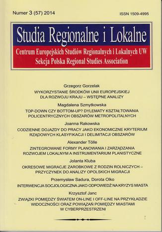 Studia Regionalne i Lokalne nr 3(57)2014 - Grzegorz Gorzelak: Wykorzystanie środków Unii Europejskiej dla rozwoju kraju - wstępne analizy