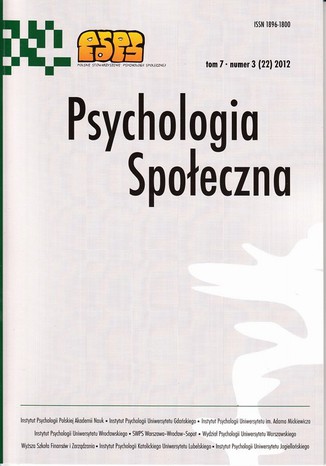 Psychologia Społeczna nr 3 (22) 2012